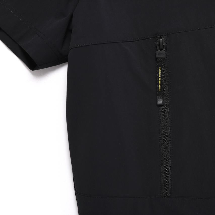 ADELIE LIGHT WOVEN STRETCH SHORT SLEEVE ANORAK CARBON BLACK