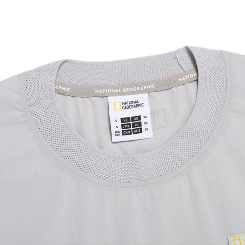 ADELIE LIGHT WOVEN STRETCH ROUND NECK SHORT SLEEVE T-SHIRT SILVER GREY