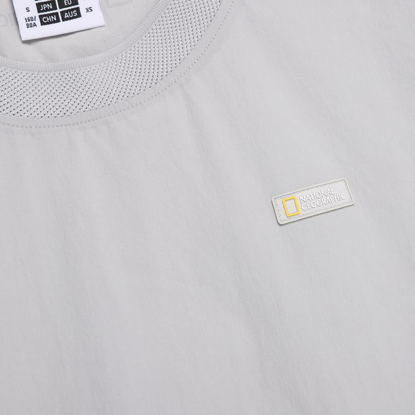 ADELIE LIGHT WOVEN STRETCH ROUND NECK SHORT SLEEVE T-SHIRT SILVER GREY