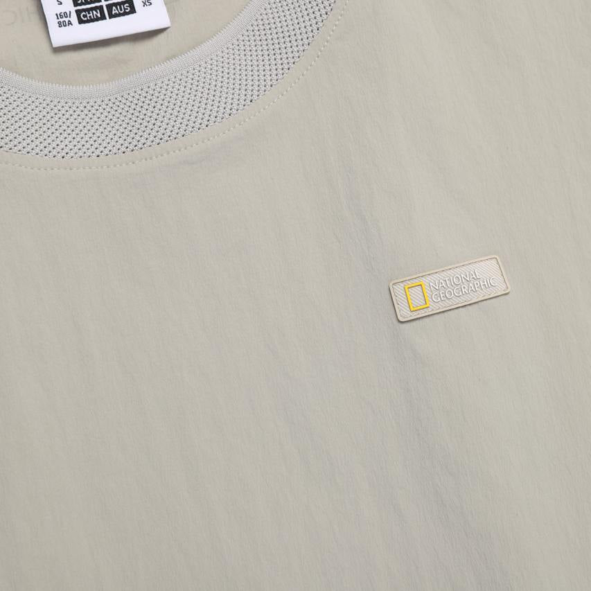 ADELIE LIGHT WOVEN STRETCH ROUND NECK SHORT SLEEVE T-SHIRT AGATE GREY