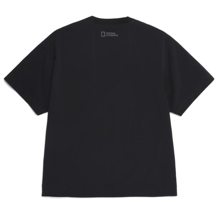 ADELIE LIGHT WOVEN STRETCH ROUND NECK SHORT SLEEVE T-SHIRT CARBON BLACK