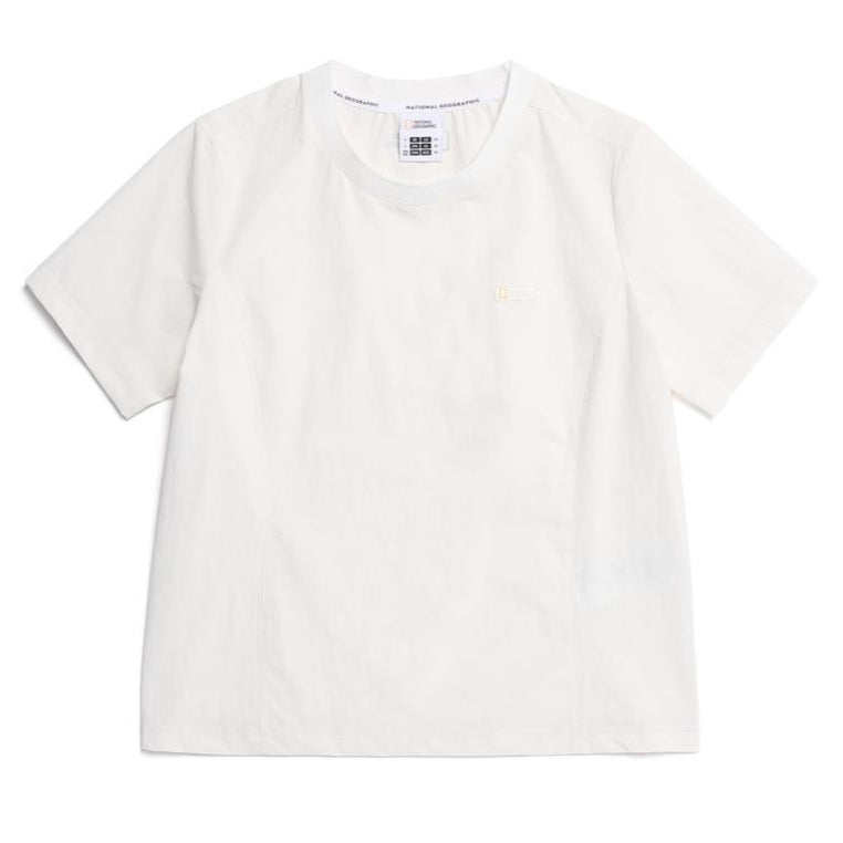 WOMEN ADELIE LIGHT WOVEN STRETCH ROUND NECK SHORT SLEEVE T-SHIRT BIRCH