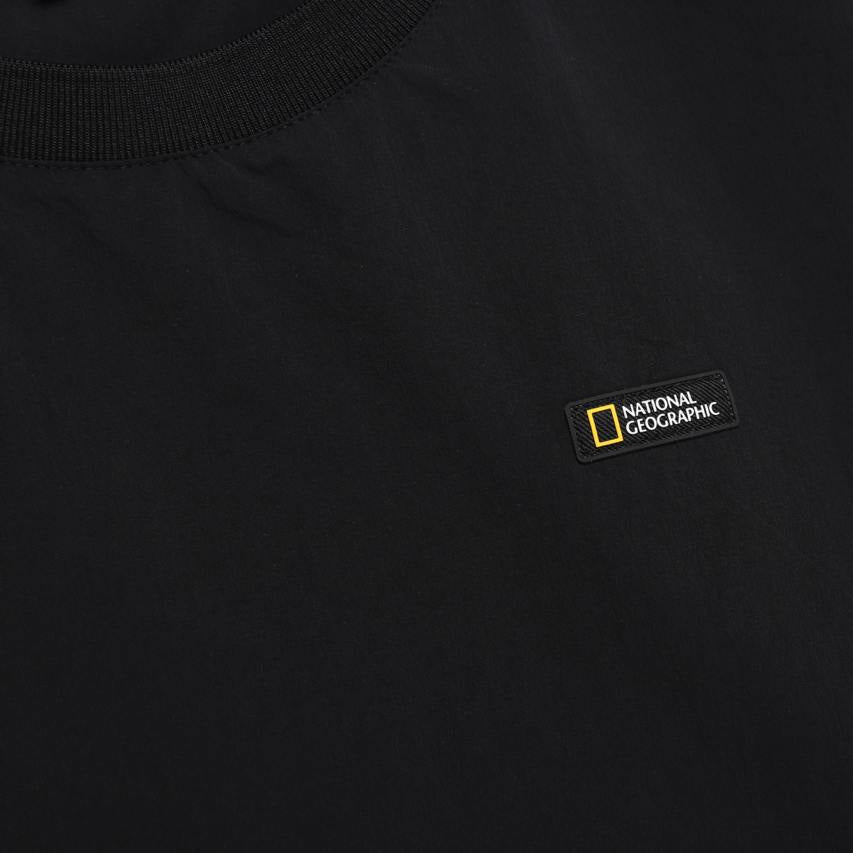 WOMEN ADELIE LIGHT WOVEN STRETCH ROUND NECK SHORT SLEEVE T-SHIRT CARBON BLACK