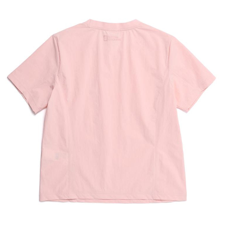 WOMEN ADELIE LIGHT WOVEN STRETCH ROUND NECK SS T-SHIRT L/PINK