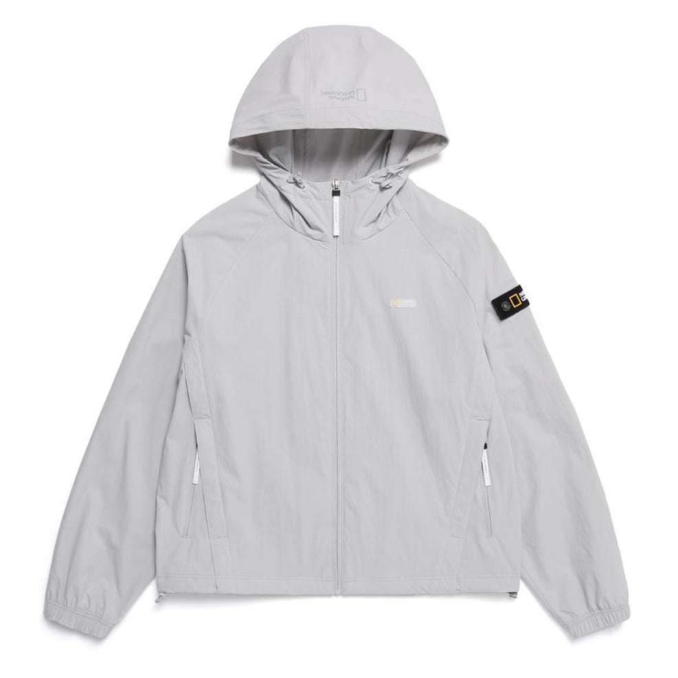 WOMEN ADELIE LIGHT WOVEN STRETCH FULL ZIP UP HOODIE JUMPER SILVER GREY