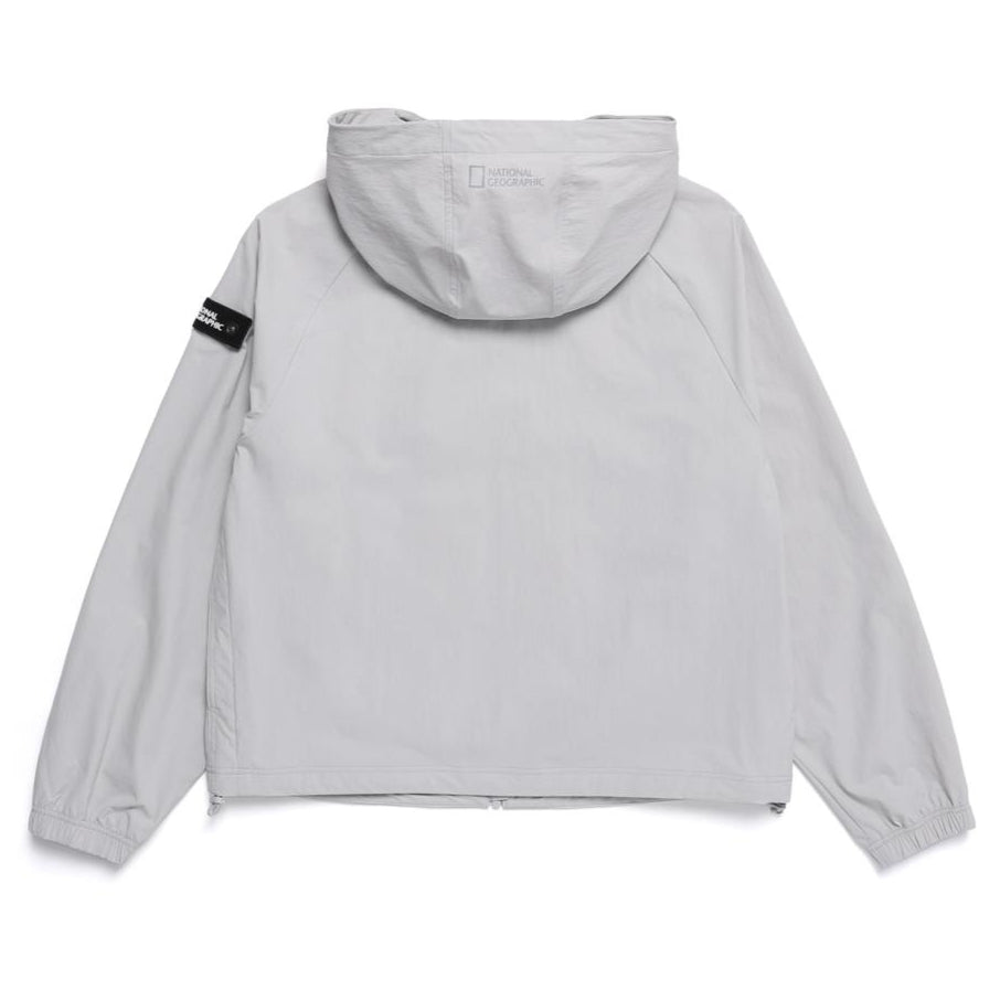 WOMEN ADELIE LIGHT WOVEN STRETCH FULL ZIP UP HOODIE JUMPER SILVER GREY