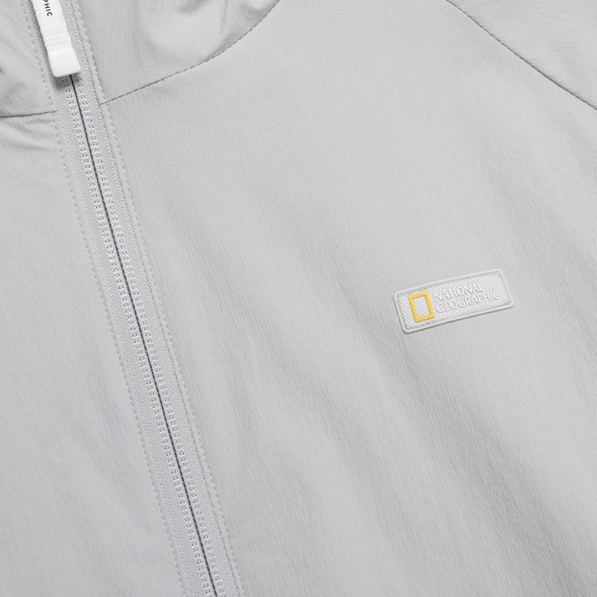 WOMEN ADELIE LIGHT WOVEN STRETCH FULL ZIP UP HOODIE JUMPER SILVER GREY