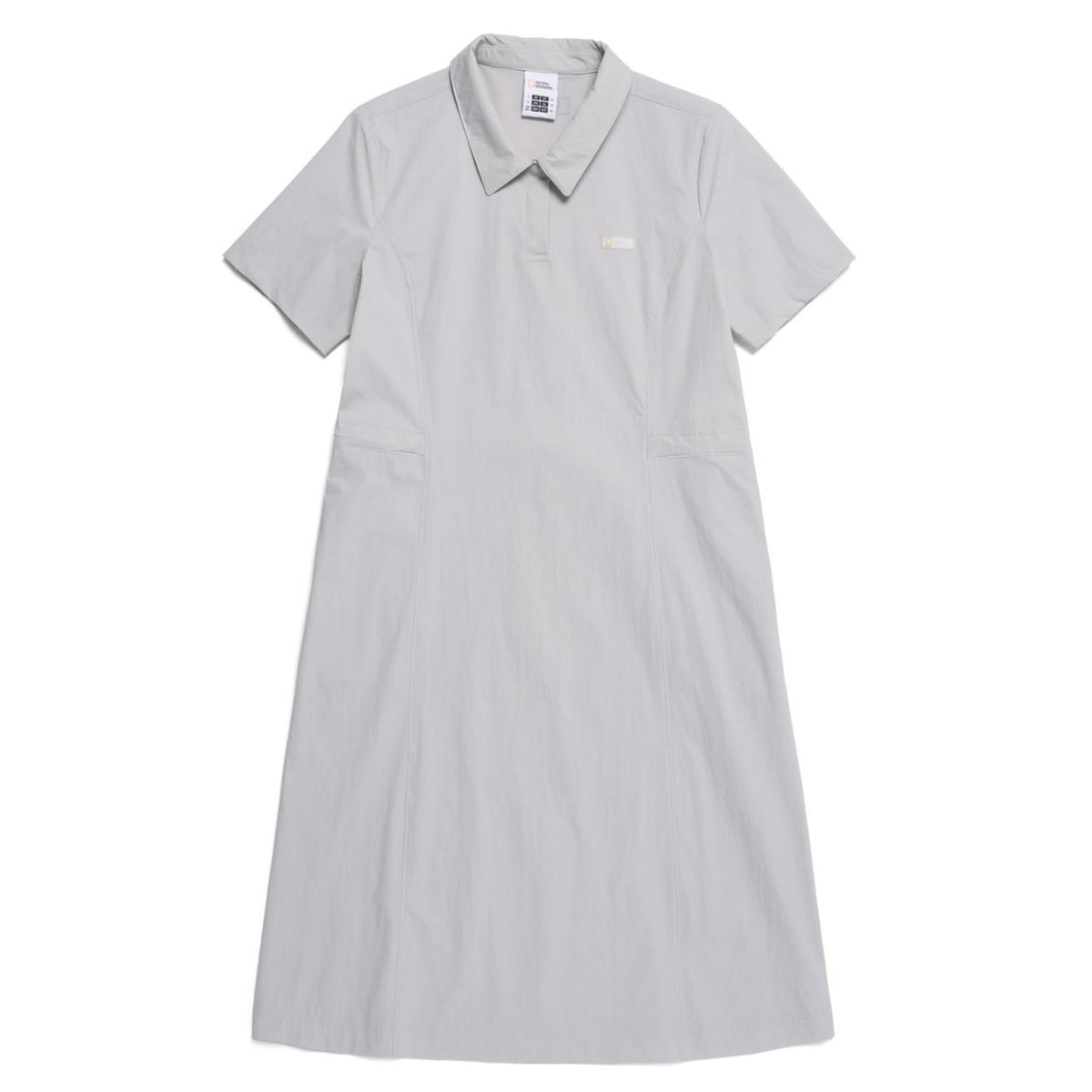 WOMEN ADELIE LIGHT WOVEN STRETCH COLLAR DRESS SILVER GREY
