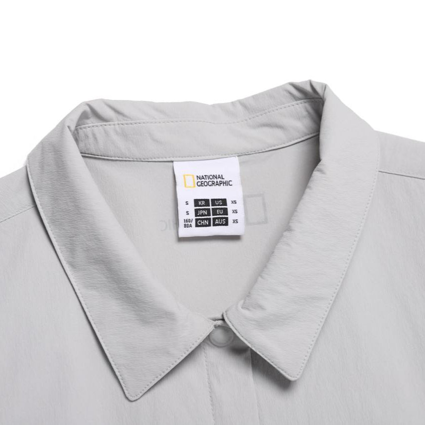 WOMEN ADELIE LIGHT WOVEN STRETCH COLLAR DRESS SILVER GREY