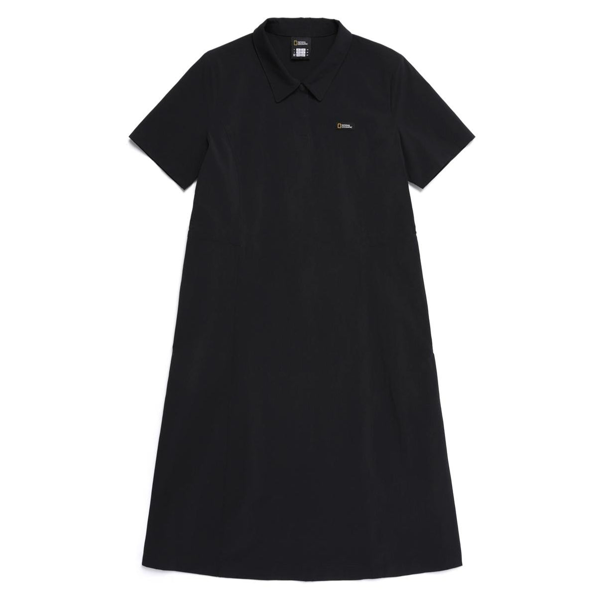 WOMEN ADELIE LIGHT WOVEN STRETCH COLLAR DRESS CARBON BLACK