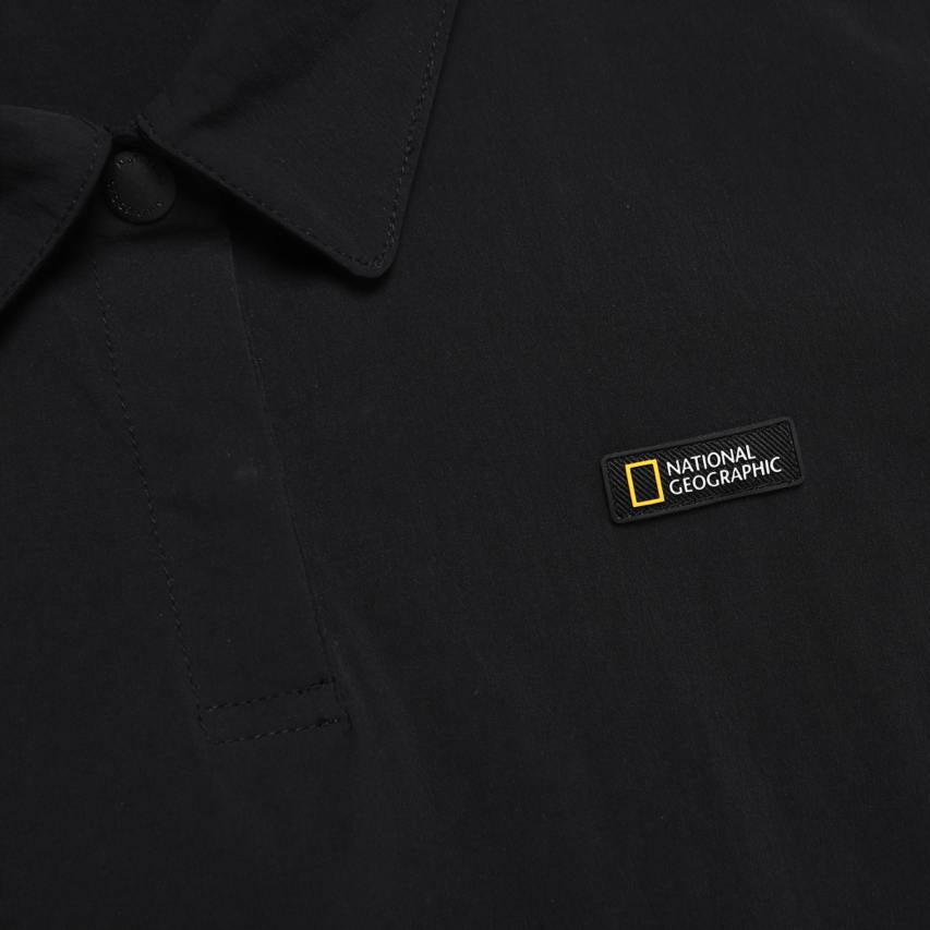 WOMEN ADELIE LIGHT WOVEN STRETCH COLLAR DRESS CARBON BLACK