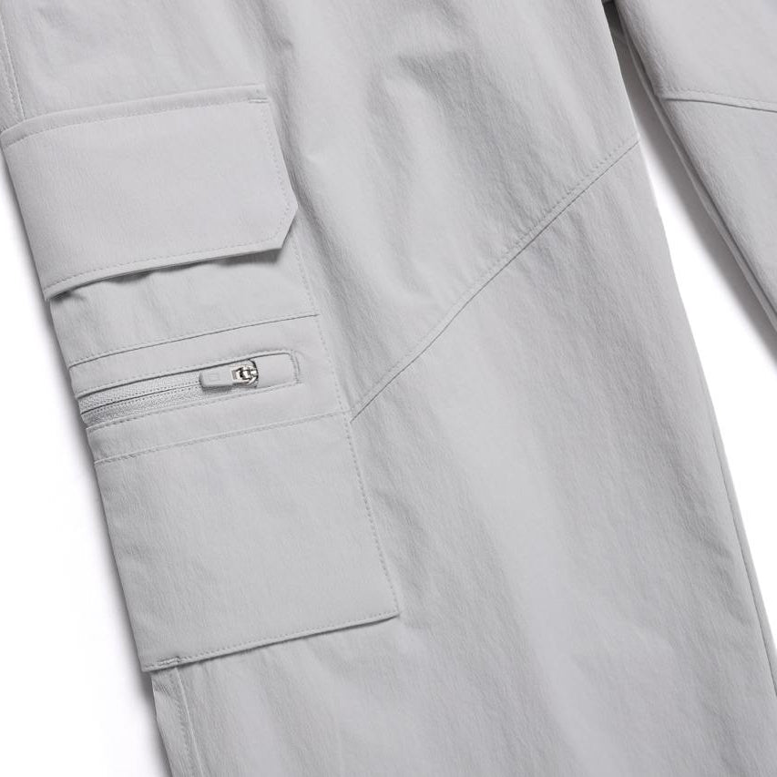 WOMEN ADELIE LIGHT WOVEN STRETCH STRAIGHT PANTS SILVER GREY