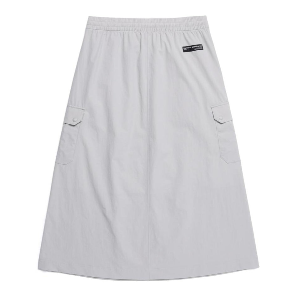 WOMEN ADELIE LIGHT WOVEN STRETCH CARGO SKIRT SILVER GREY
