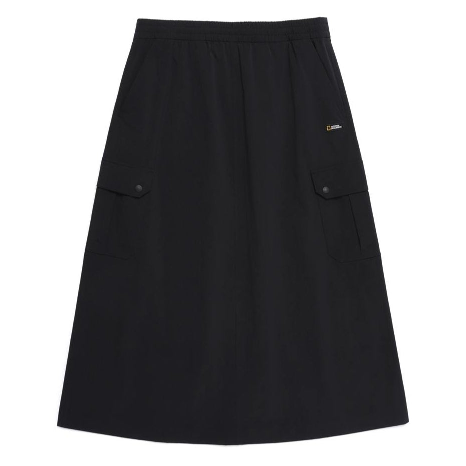 WOMEN ADELIE LIGHT WOVEN STRETCH CARGO SKIRT CARBON BLACK