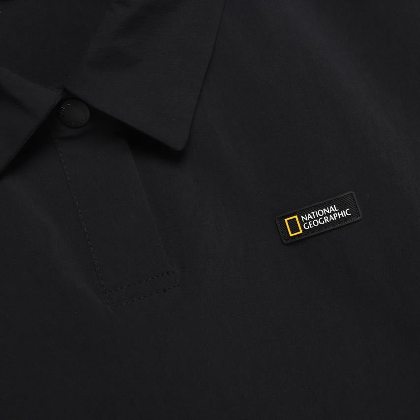 WOMEN ADELIE LGIHT WOVEN STRETCH COLLAR T-SHIRT CARBON BLACK