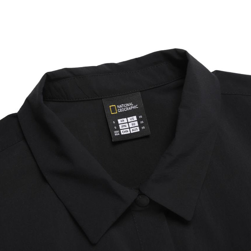 WOMEN ADELIE LGIHT WOVEN STRETCH COLLAR T-SHIRT CARBON BLACK