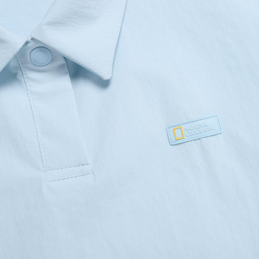 WOMEN ADELIE LIGHT WOVEN STRETCH COLLAR T-SHIRT L/BLUE