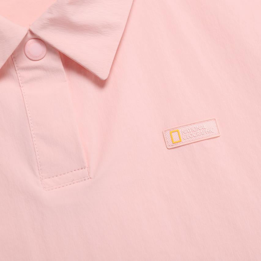 WOMEN ADELIE LIGHT WOVEN STRETCH COLLAR T-SHIRT L/PINK