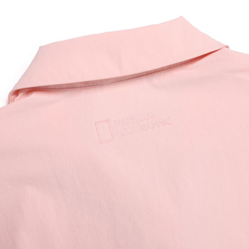 WOMEN ADELIE LIGHT WOVEN STRETCH COLLAR T-SHIRT L/PINK