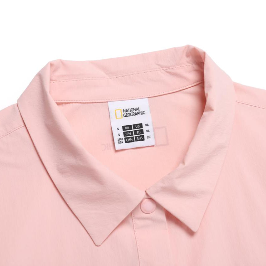 WOMEN ADELIE LIGHT WOVEN STRETCH COLLAR T-SHIRT L/PINK