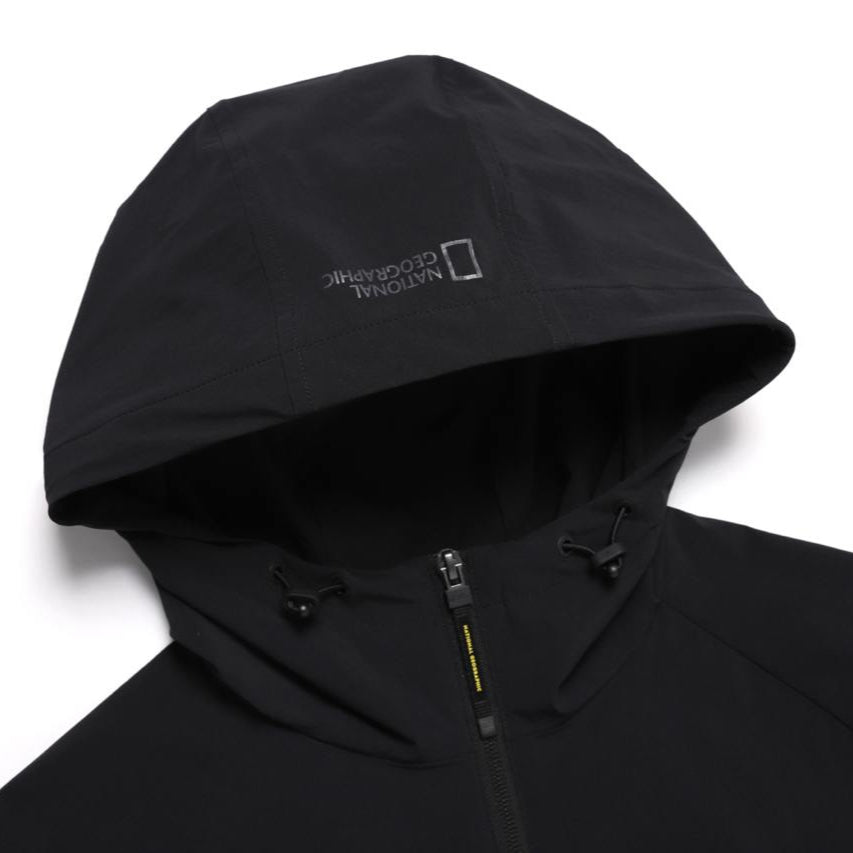 WOMEN ADELIE LIGHT WOVEN STRETCH FULL ZIP UP HOODIE JUMPER CARBON BLACK