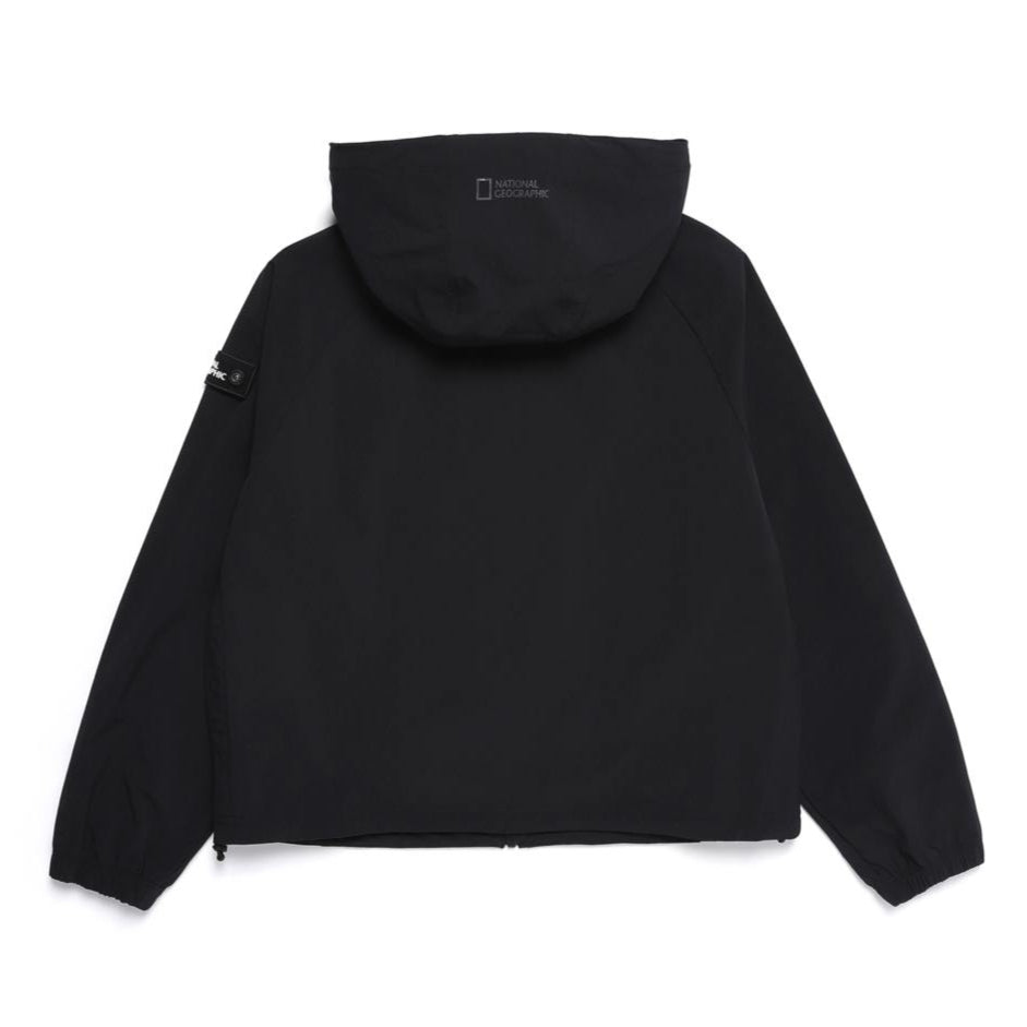 WOMEN ADELIE LIGHT WOVEN STRETCH FULL ZIP UP HOODIE JUMPER CARBON BLACK