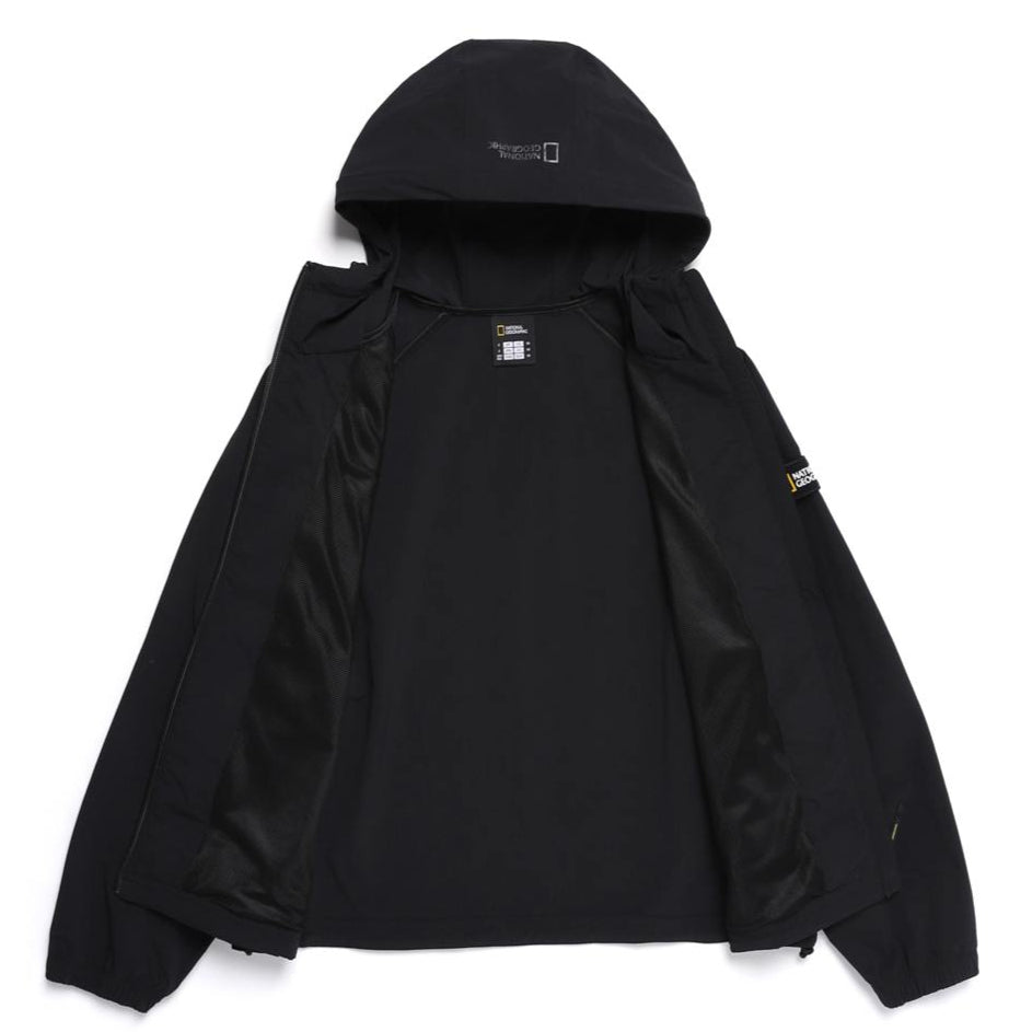 WOMEN ADELIE LIGHT WOVEN STRETCH FULL ZIP UP HOODIE JUMPER CARBON BLACK