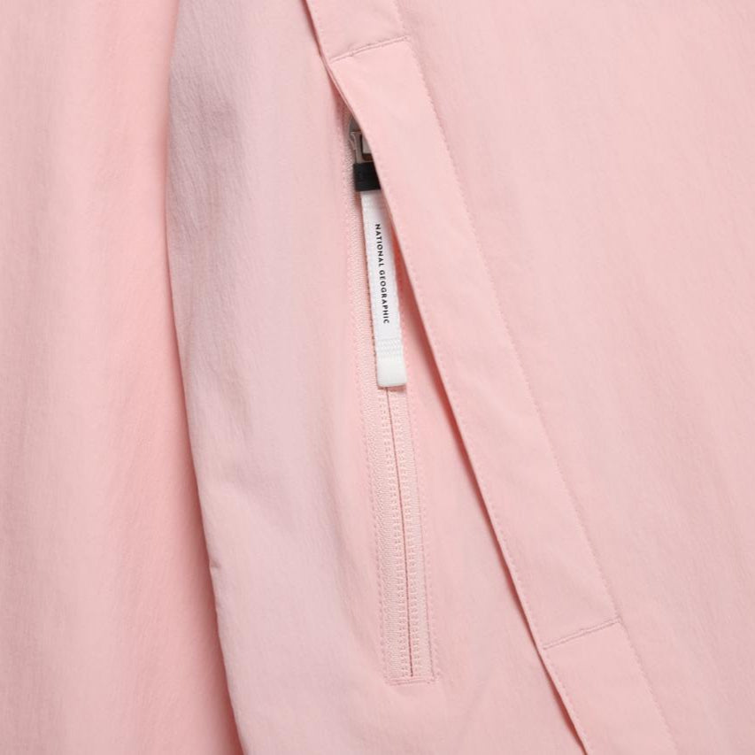 WOMEN ADELIE LIGHT WOVEN STRETCH FULL ZIP UP HOODIE JUMPER L/PINK