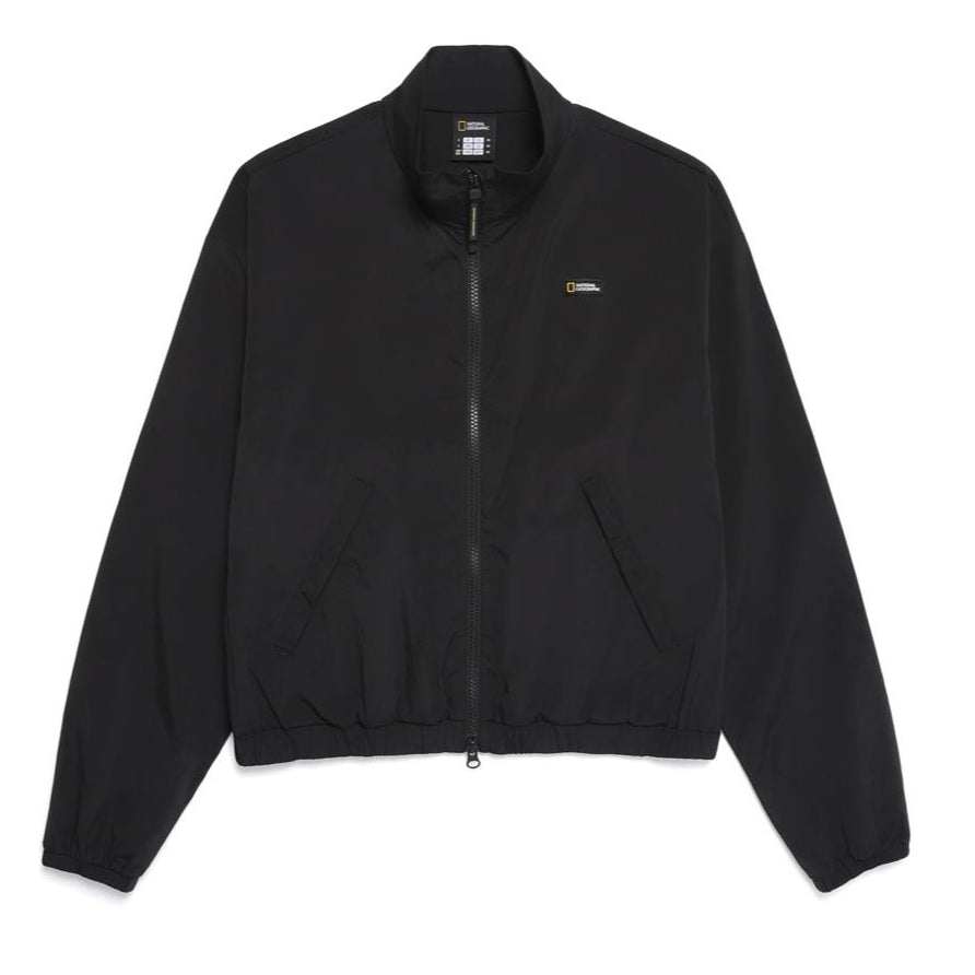 WOMEN SILKY STRETCH STAND NECK FULL ZIP JACKET CARBON BLACK