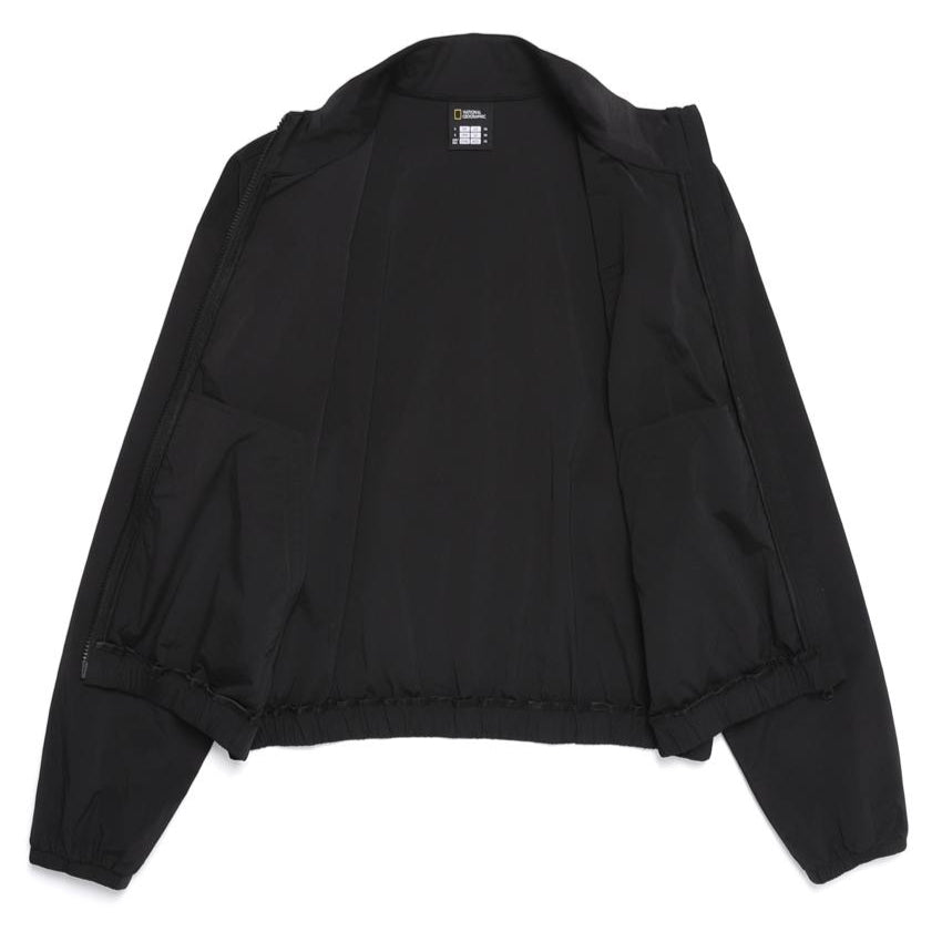 WOMEN SILKY STRETCH STAND NECK FULL ZIP JACKET CARBON BLACK