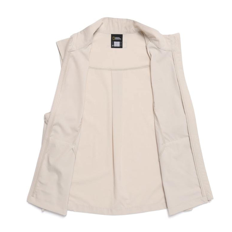 WOMEN FROZEN CUBE ZIP-UP VEST OAK BEIGE