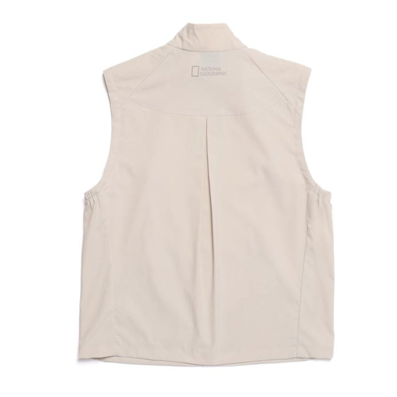 WOMEN FROZEN CUBE ZIP-UP VEST OAK BEIGE