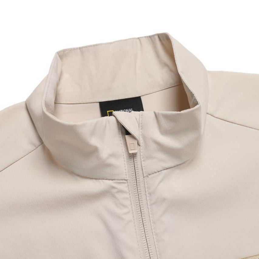 WOMEN FROZEN CUBE ZIP-UP VEST OAK BEIGE