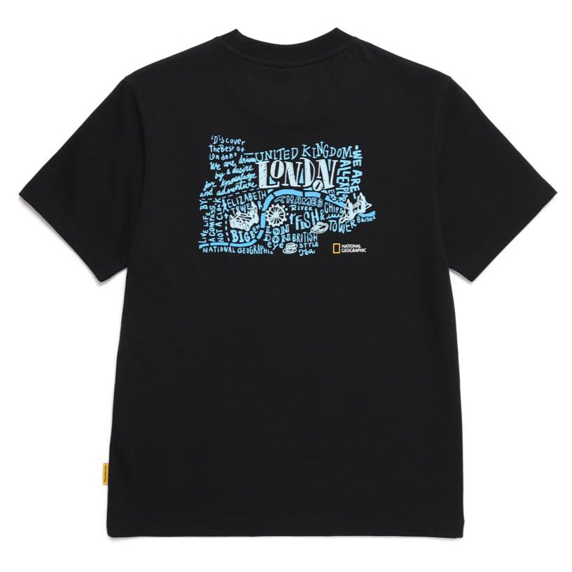 REGEN ASKIN UNISEX LONDON GRAPHIC BASIC FIT SHORT SLEEVE T-SHIRT CARBON BLACK