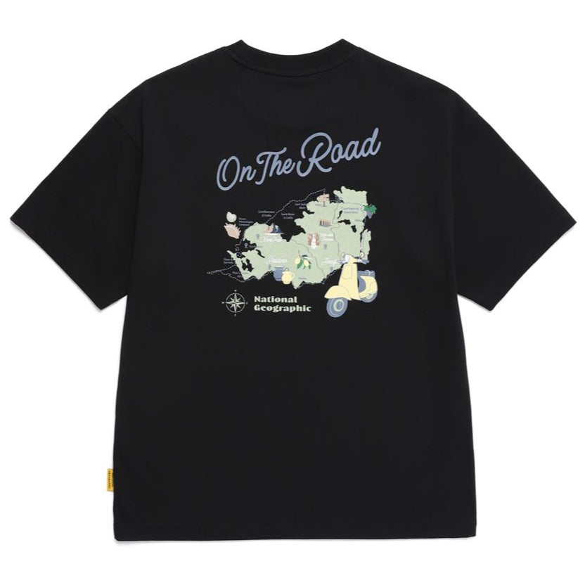 REGEN ASKIN ON THE ROAD GRAPHIC SEMI OVER FIT SHORT SLEEVE T-SHIRT CARBON BLACK