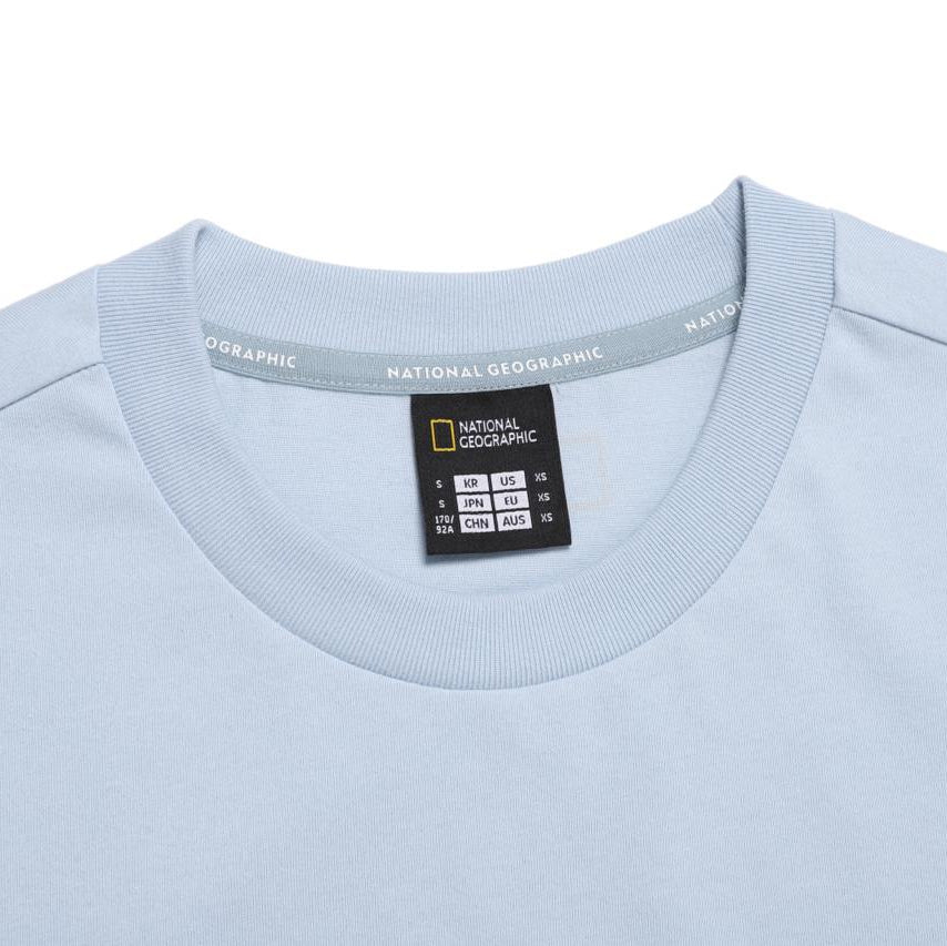 REGEN ASKIN TRAVEL2 GRAPHIC SEMI OVER FIT SHORT SLEEVE T-SHIRT L/BLUE