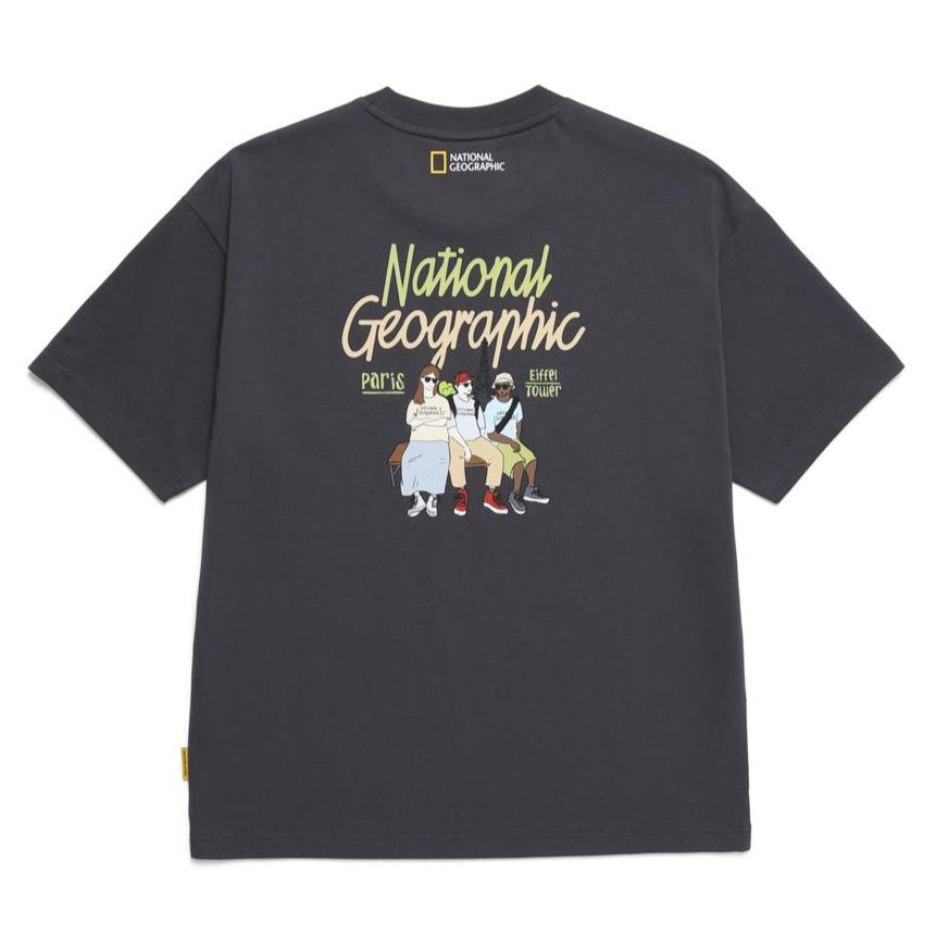 REGEN ASKIN TRAVEL2 GRAPHIC SEMI OVER FIT SHORT SLEEVE T-SHIRT D/GREY