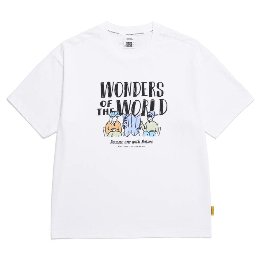 REGEN ASKIN TRAVEL1 GRAPHIC SEMI OVER FIT SHORT SLEEVE T-SHIRT WHITE