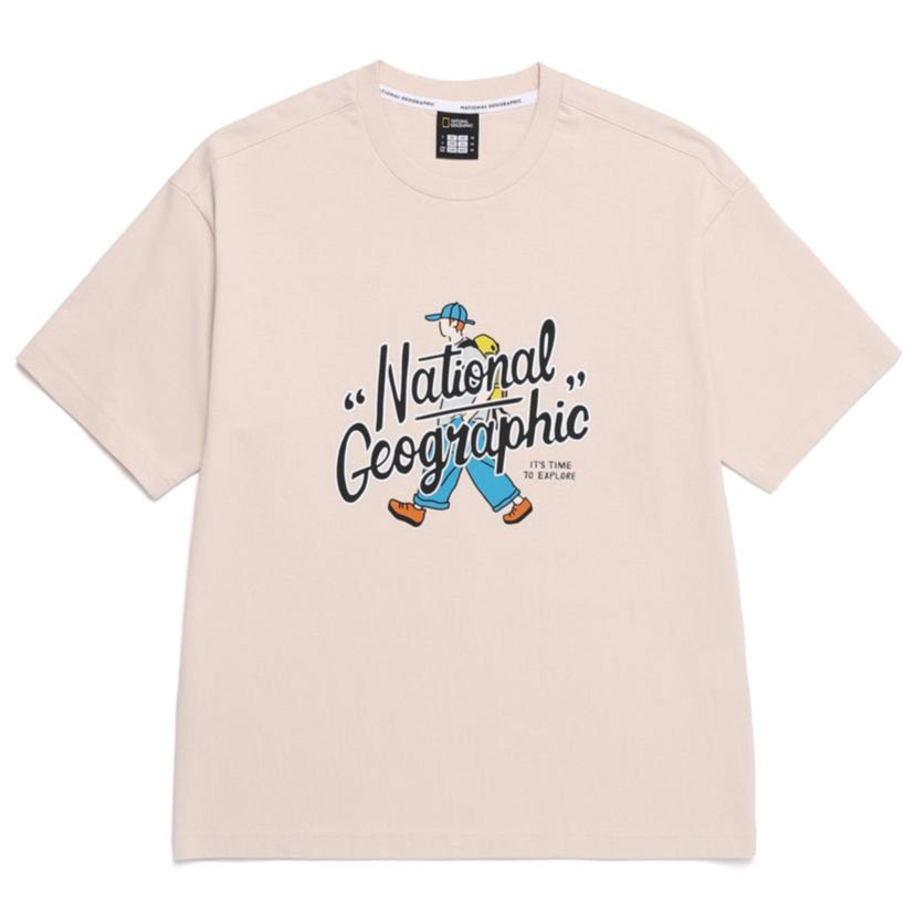 UNISEX TREASURE WALKER SEMI-OVER FIT GRAPHIC H/TEE L/BEIGE