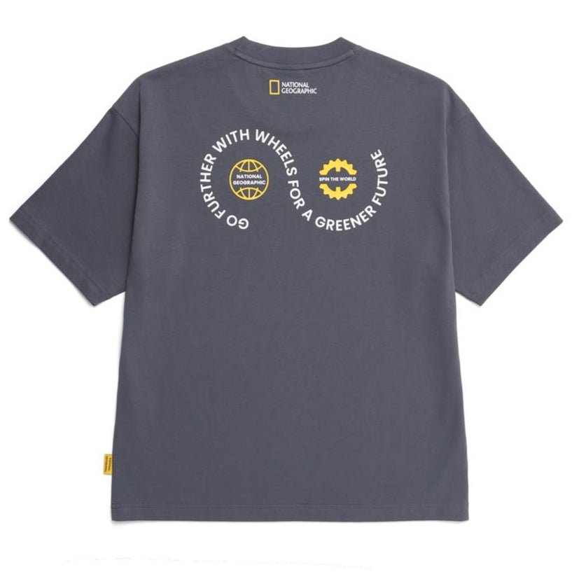 REGEN CIRCLE GRAPHIC SEMI-OVER FIT SHORT SLEEVE T-SHIRT BLUE GREY