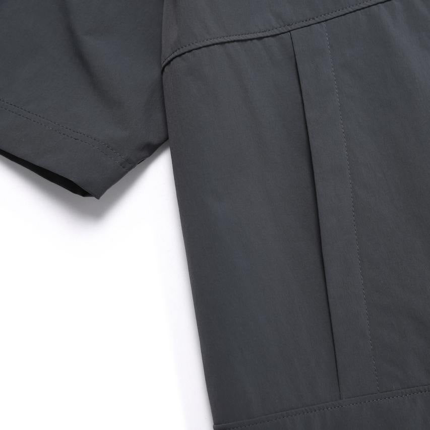 ADELIE LIGHTWEIGHT WOVEN STRETCH STANDNECK SHORT SLEEVE ANORAK CHARCOAL