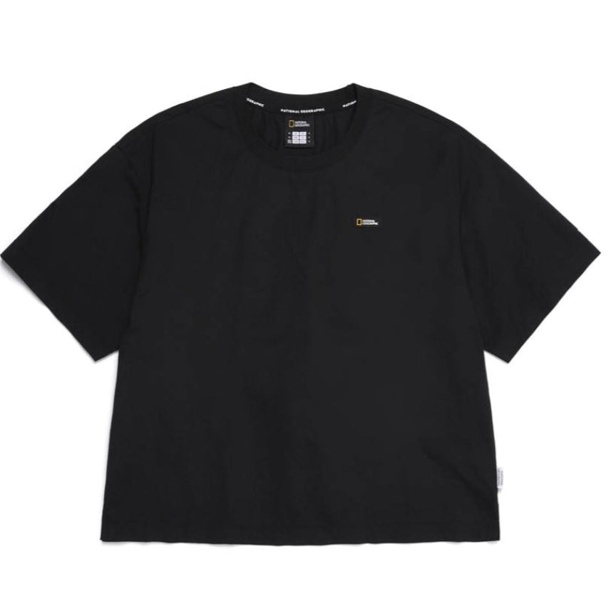WOMEN FROZEN AIR SEMI CROP SHORT SLEEVE TEE CARBON BLACK