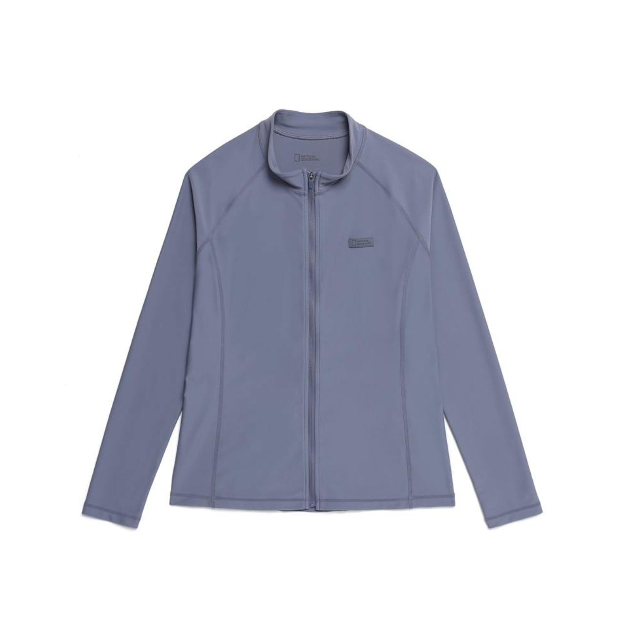 WOMEN BASIC ZIP-UP RASH GUARD BLUE GREY