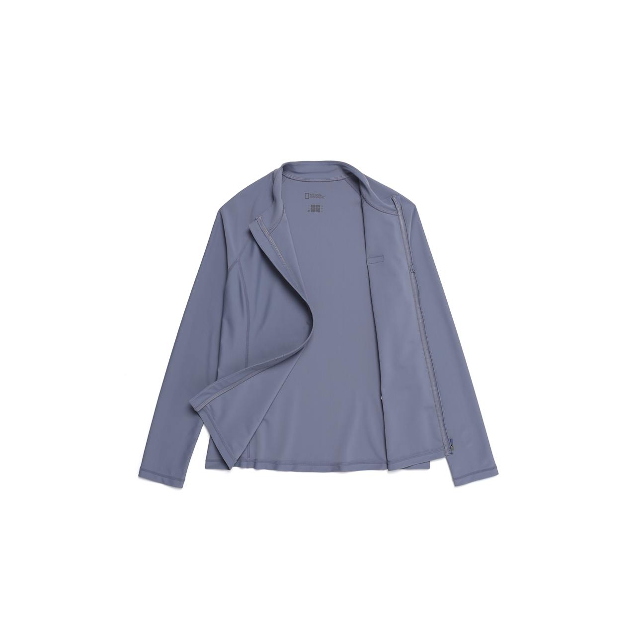 WOMEN BASIC ZIP-UP RASH GUARD BLUE GREY