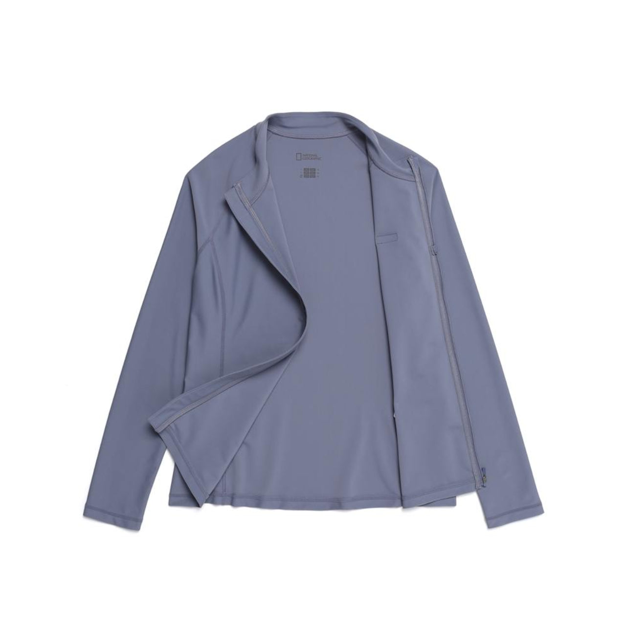WOMEN BASIC ZIP-UP RASH GUARD BLUE GREY