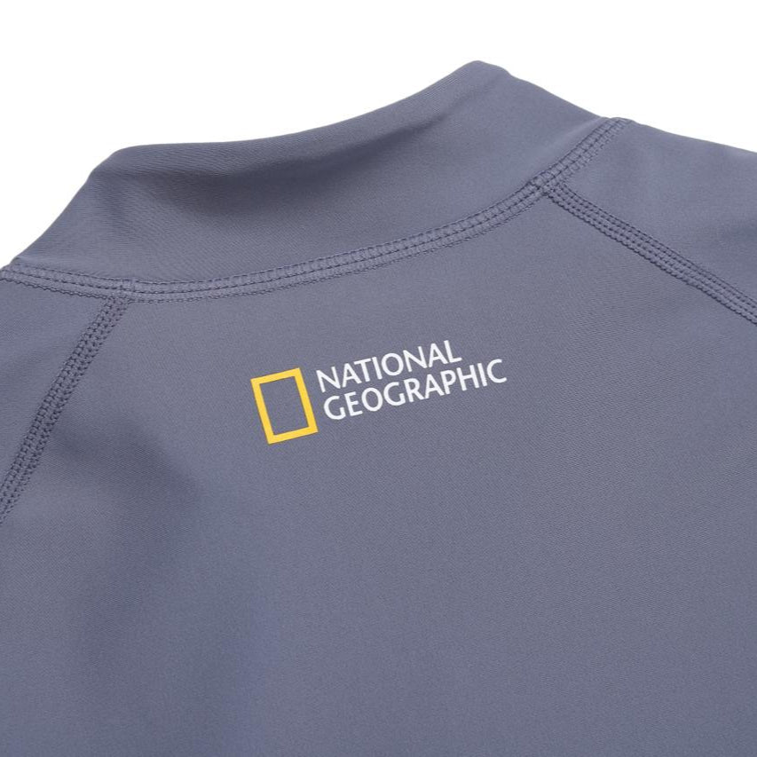 WOMEN BASIC ZIP-UP RASH GUARD BLUE GREY