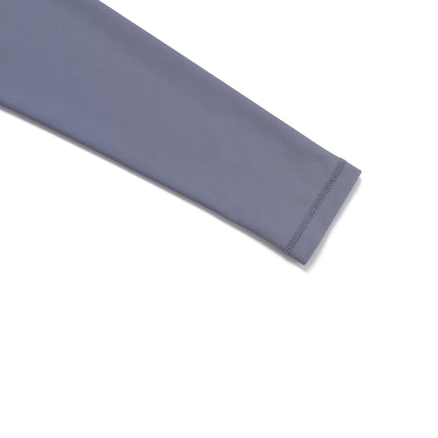 WOMEN BASIC ZIP-UP RASH GUARD BLUE GREY