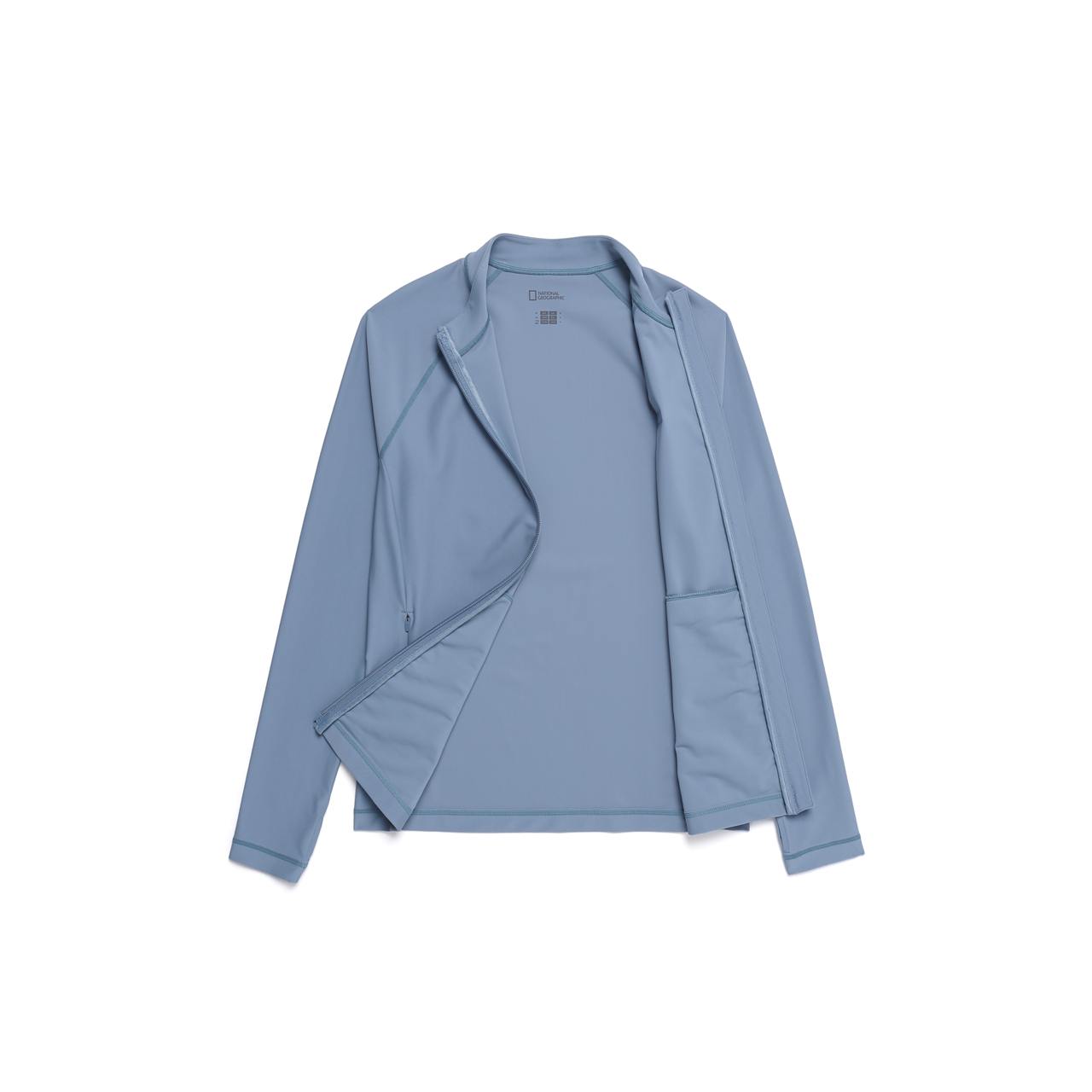 BASIC ZIP-UP RASHGUARD BLUE GREY