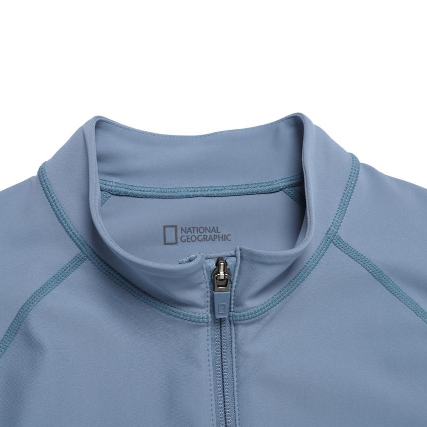 BASIC ZIP-UP RASHGUARD BLUE GREY