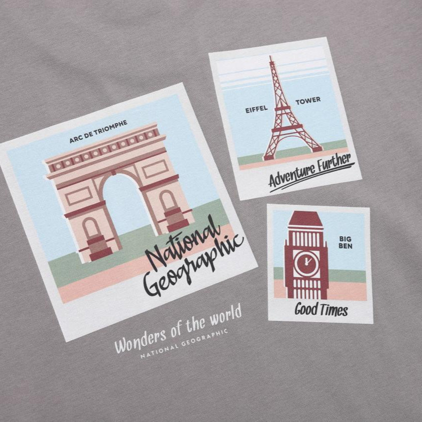 OVIS EUROPE LANDMARK SEMI OVER FIT SHORT SLEEVE T-SHIRT STONE GREY